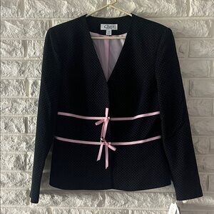 Women's Black Blazer with Pink Ribbon Accents